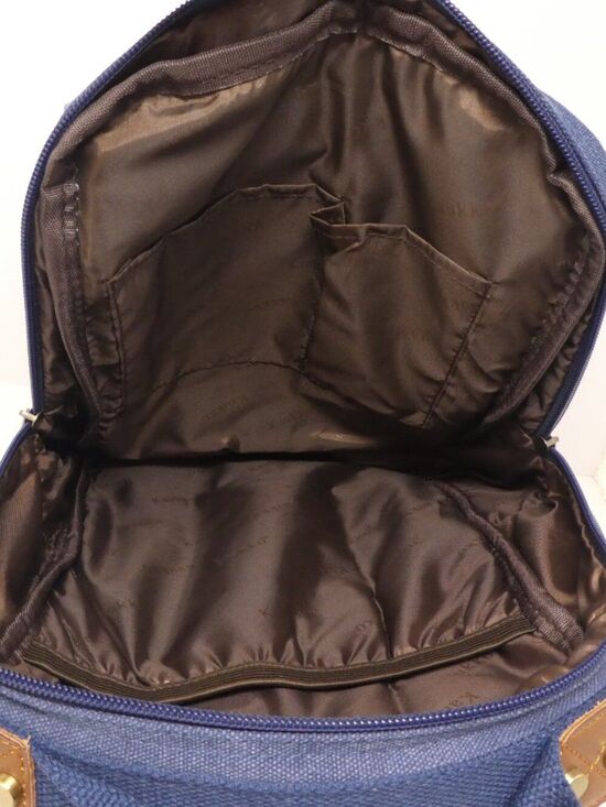 Kaukko Blue Denim Canvas Backpack Purse Adjustable Strap Zip Travel Bag main image 7